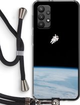 Case Company® - Hoesje met koord geschikt voor Samsung Galaxy A32 4G hoesje met Koord - Alone in Space - Telefoonhoesje met Zwart Koord - Bescherming aan alle Kanten en Over de Schermrand