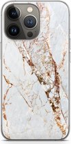 Case Company® - Hoesje geschikt voor iPhone 13 Pro hoesje - Goud marmer - Soft Cover Telefoonhoesje - Bescherming aan alle Kanten en Schermrand