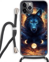 Case Company® - Hoesje met koord geschikt voor iPhone 11 Pro hoesje met Koord - Wolf Dreamcatcher - Telefoonhoesje met Zwart Koord - Extra Bescherming aan alle Kanten en Over de Schermrand