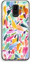 Case Company® - Hoesje geschikt voor Samsung Galaxy J6 (2018) hoesje - Watercolor Brushstrokes - Soft Cover Telefoonhoesje - Bescherming aan alle Kanten en Schermrand