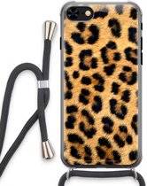 Case Company® - Hoesje met koord geschikt voor iPhone 7 hoesje met Koord - Luipaard - Telefoonhoesje met Zwart Koord - Extra Bescherming aan alle Kanten en Over de Schermrand