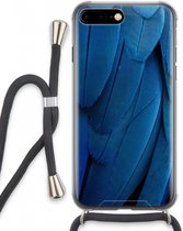 Case Company® - Hoesje met koord geschikt voor iPhone 8 Plus hoesje met Koord - Pauw - Telefoonhoesje met Zwart Koord - Extra Bescherming aan alle Kanten en Over de Schermrand