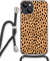 Case Company® - Hoesje met koord geschikt voor iPhone 13 mini hoesje met Koord - Panter - Telefoonhoesje met Zwart Koord - Extra Bescherming aan alle Kanten en Over de Schermrand