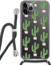Case Company® - Hoesje met koord geschikt voor iPhone 11 Pro Max hoesje met Koord - Cactus Lover - Telefoonhoesje met Zwart Koord - Extra Bescherming aan alle Kanten en Over de Schermrand