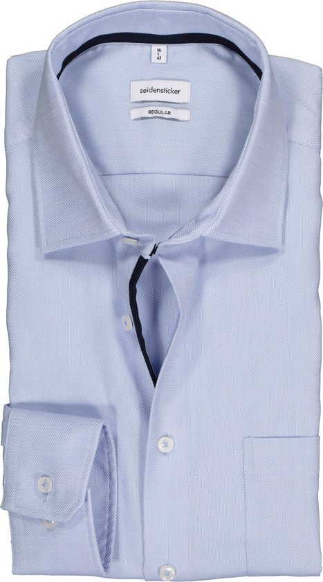 Seidensticker regular fit overhemd - structuur - lichtblauw (contrast) - Strijkvrij - Boordmaat: