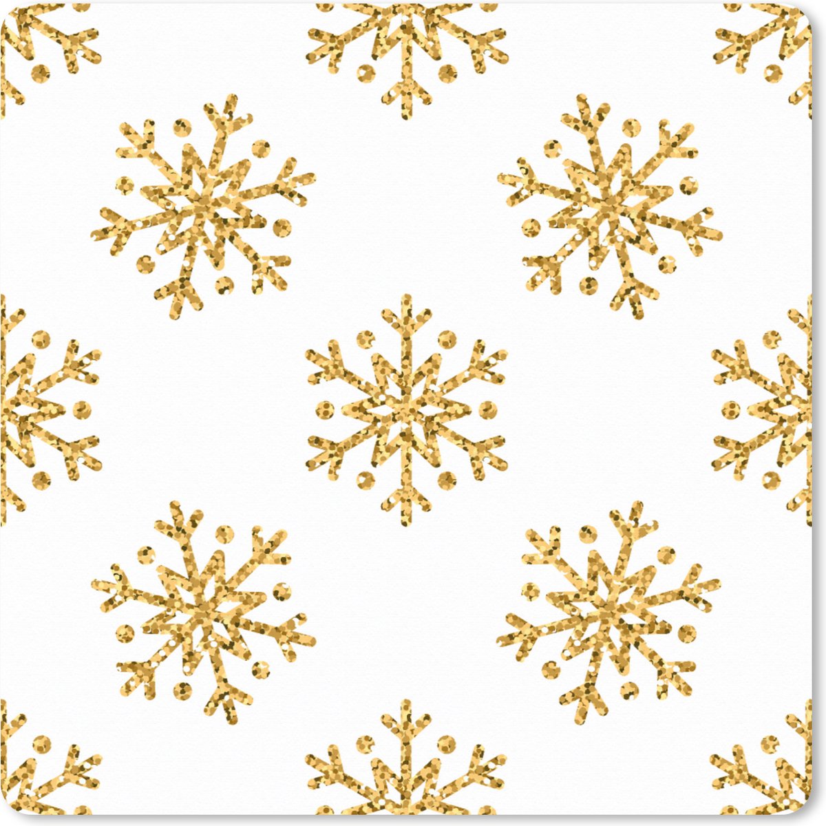 Muismat XXL 60x60 cm - Bureau onderlegger - Bureau mat Sneeuwvlok - Gold - Glitter - Kerstmis - Design - Bureaumat - Gaming mousepad xl - Bureaulegger groot - Computer deskmat - Kerst - Cadeau - Kerstcadeau voor mannen en voor vrouwen