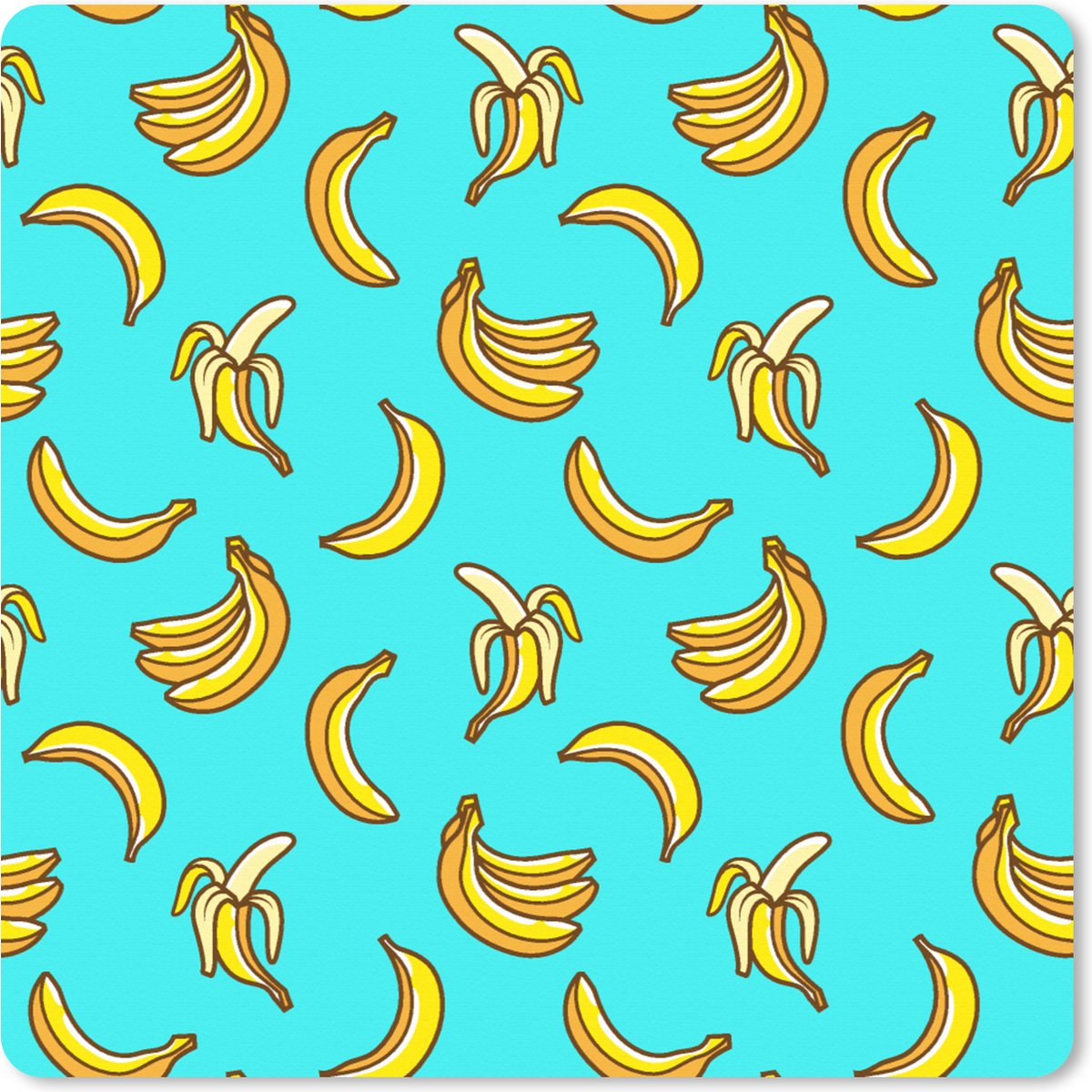 Muismat XXL 80x80 cm - Bureau onderlegger - Bureau mat Design - Banaan - Fruit - Patroon - Bureaumat - Gaming mousepad xl - Bureaulegger groot - Computer deskmat