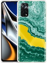 Xiaomi Poco X4 Pro Hoesje Turquoise Marble Art - Designed by Cazy