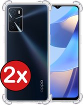 Hoesje Geschikt voor OPPO A16s Hoesje Siliconen Shock Proof Case Hoes - Hoes Geschikt voor OPPO A16s Hoes Cover Case Shockproof - Transparant - 2 PACK