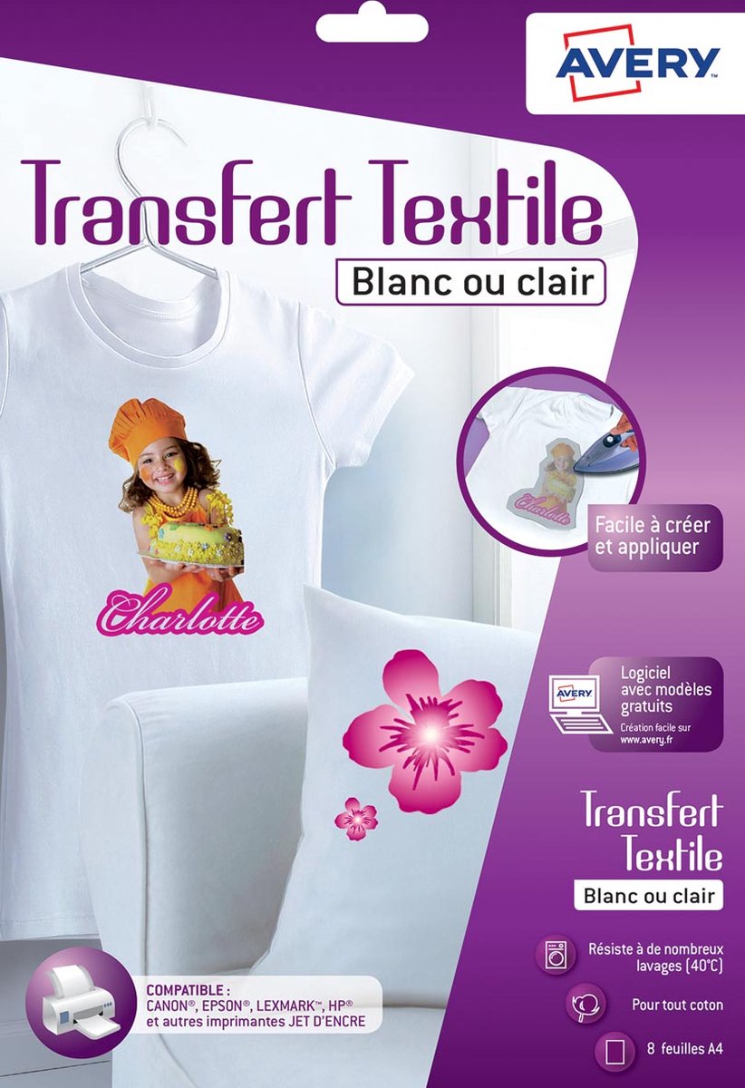 Papier Transfert pour T-shirts DECADRY - paquet de 5 feuilles A4