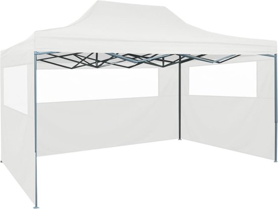 Tente de jardin pliable avec rideaux en tissu blanc 100% polyester