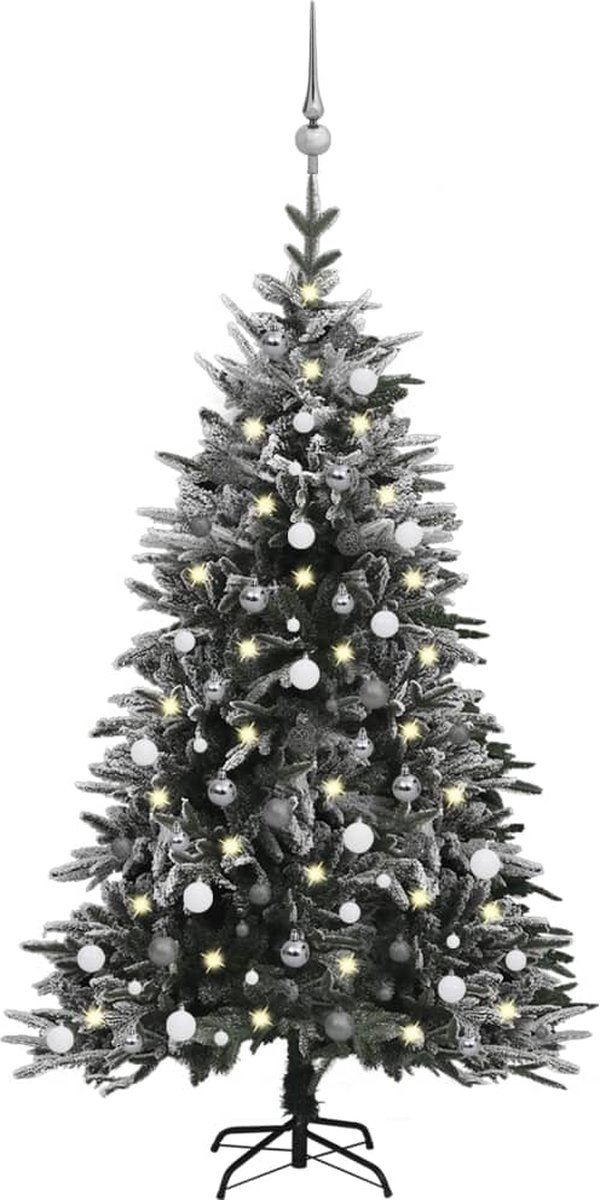 VidaLife Kunstkerstboom met LED's, kerstballen en sneeuw 180 cm PVC PE