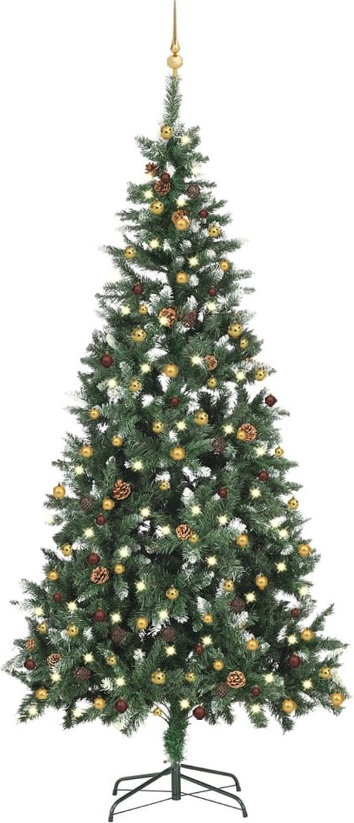 VidaLife Kunstkerstboom met LED's en kerstballen 210 cm