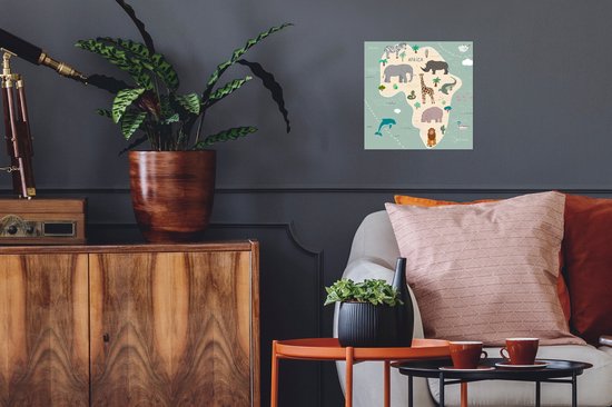 Carte de l' Afrique avec des animaux en vert 30x30 cm