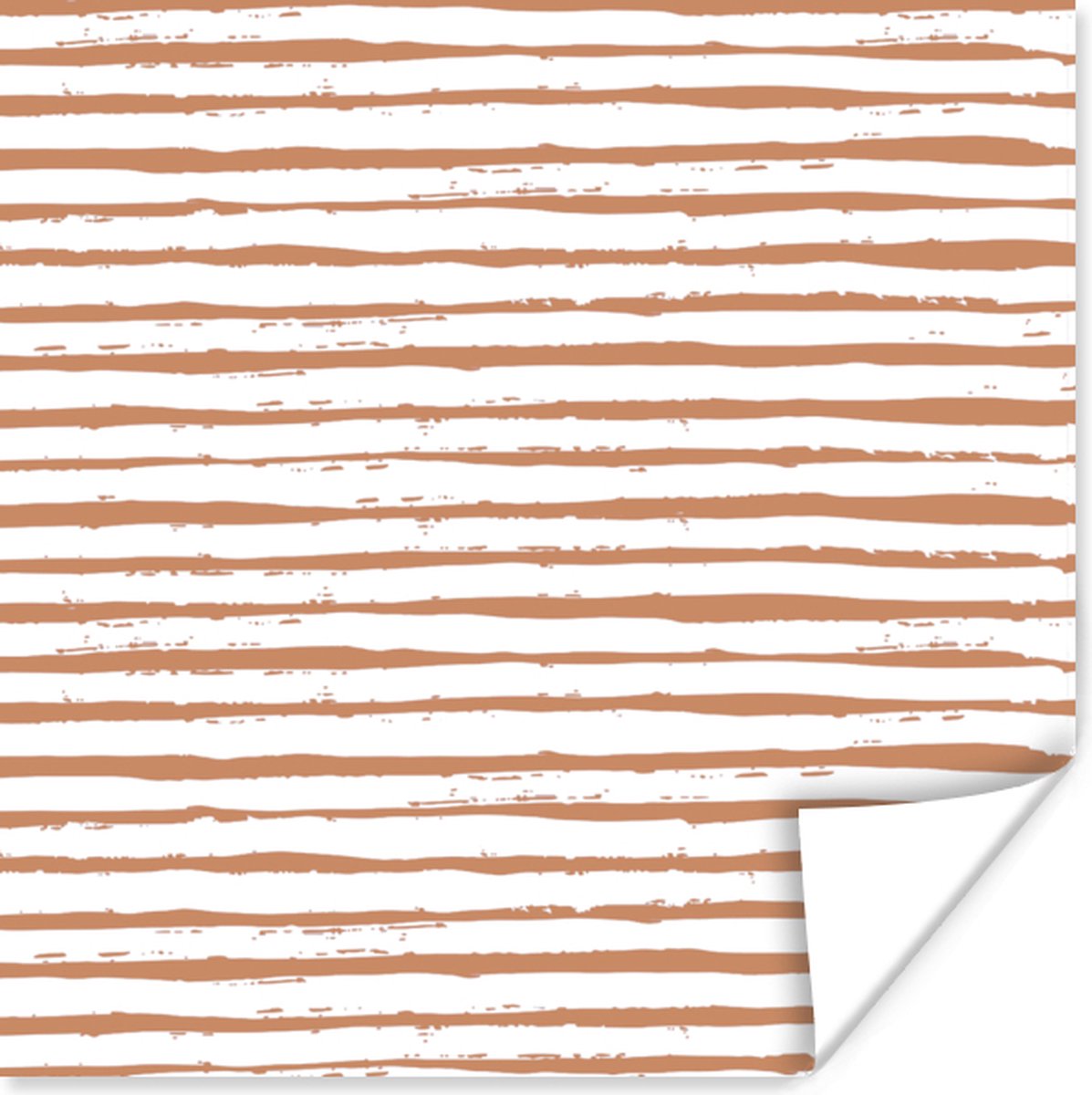Poster Strepen - Wit - Bruin - 75x75 cm