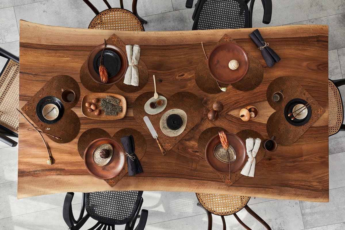 Onderleggers - Placemats - Placemats hartje - Roest print - Oranje - Bruin - 8 stuks