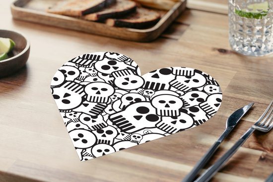 Sets de table - Napperons de table - Napperons coeur - Crâne - Motifs - Punk - Dessin animé - 8 pièces
