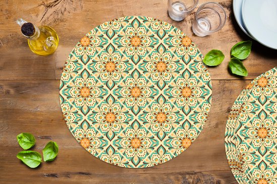 Ronde placemats - Onderlegger - Placemats rond - Boho - Patronen - Mandala - Bloemen - 8 stuks