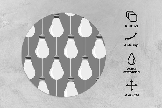 Sets de table ronds - Dessous de verre - Napperons ronds - Lampes - Motifs - Rétro - 10 pièces