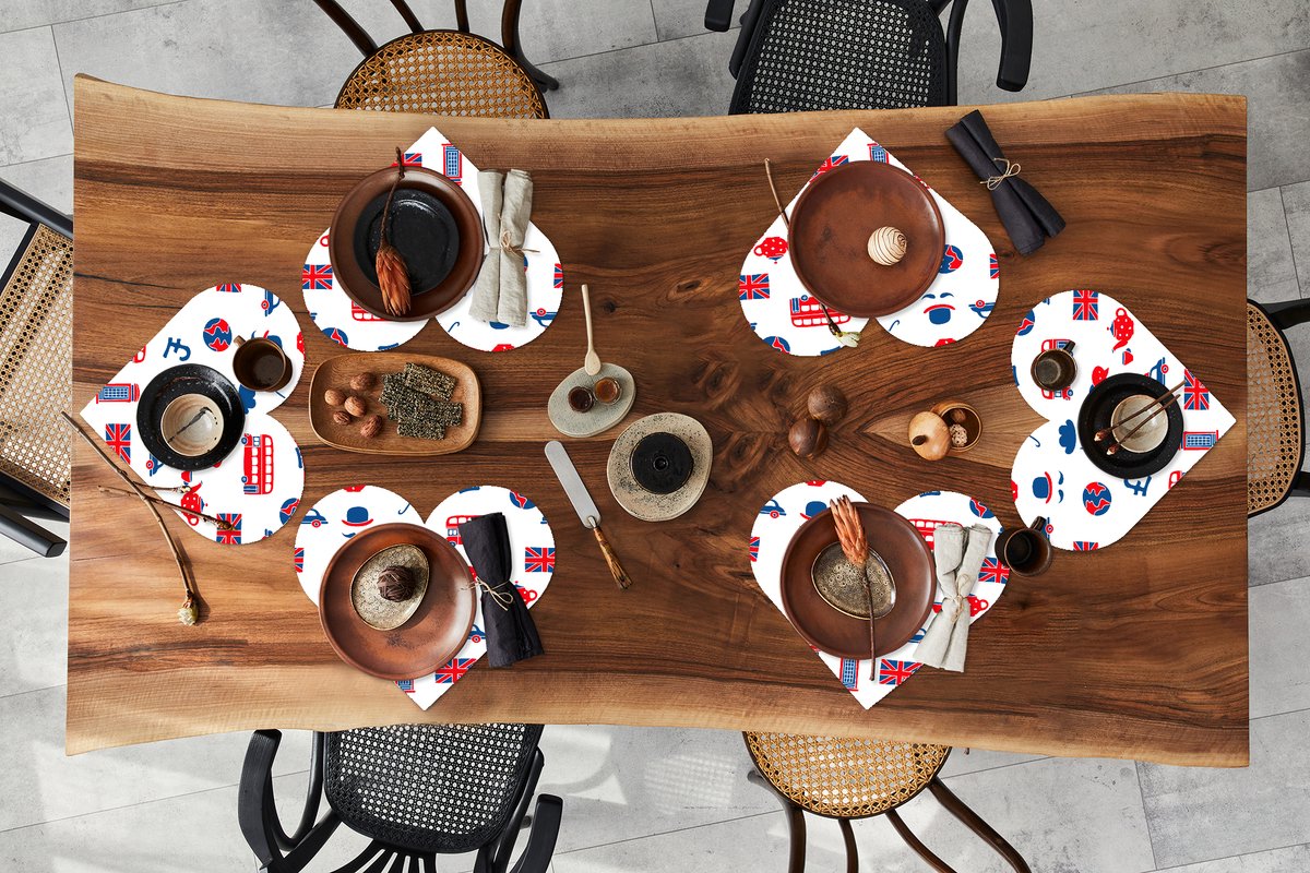 Onderleggers - Placemats - Placemats hartje - Engeland - Patronen - Londen - 6 stuks
