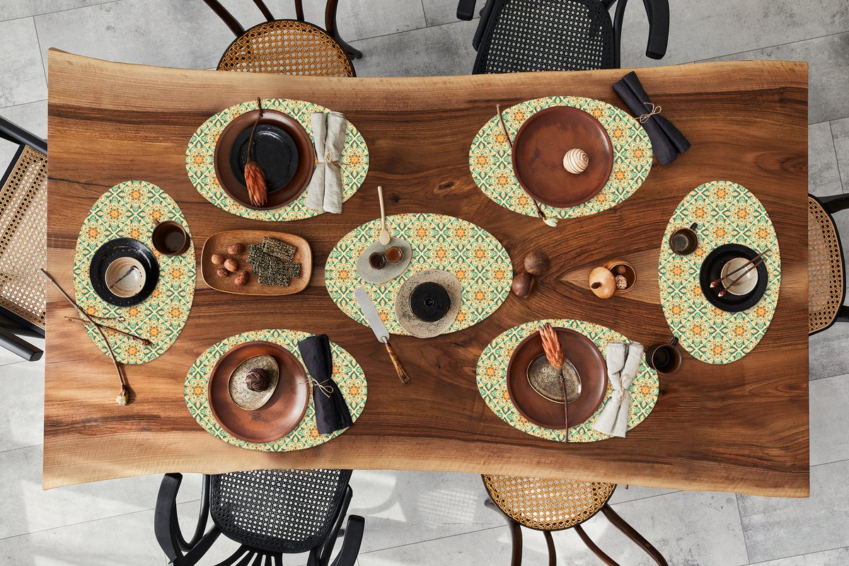 Placemats ovaal - Onderleggers - Ovale placemats - Boho - Patronen - Mandala - Bloemen - 8 stuks