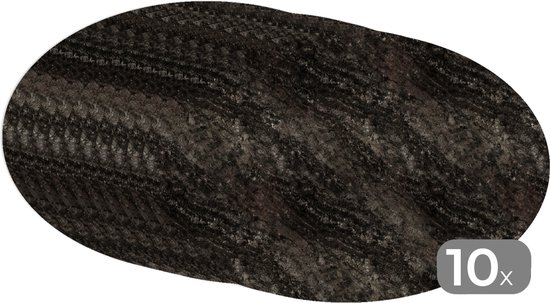 Napperons de table ovales - Sets de table - Sets de table ovales - Imprimé granit - Imprimé marbré - Motifs - Zwart - 10 pièces