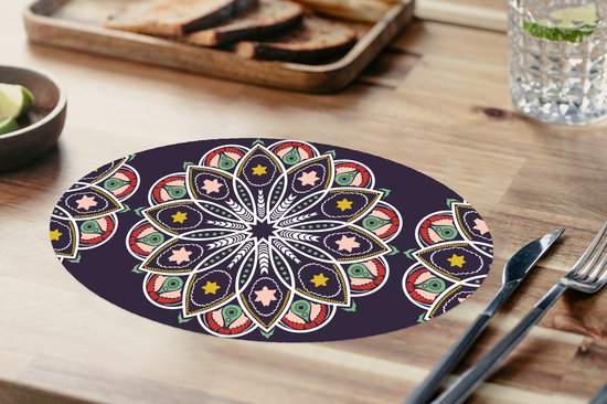 Napperons ovales - Sous-verres - Sets de table ovales - Mandala - Etoile - Design - 6 pièces