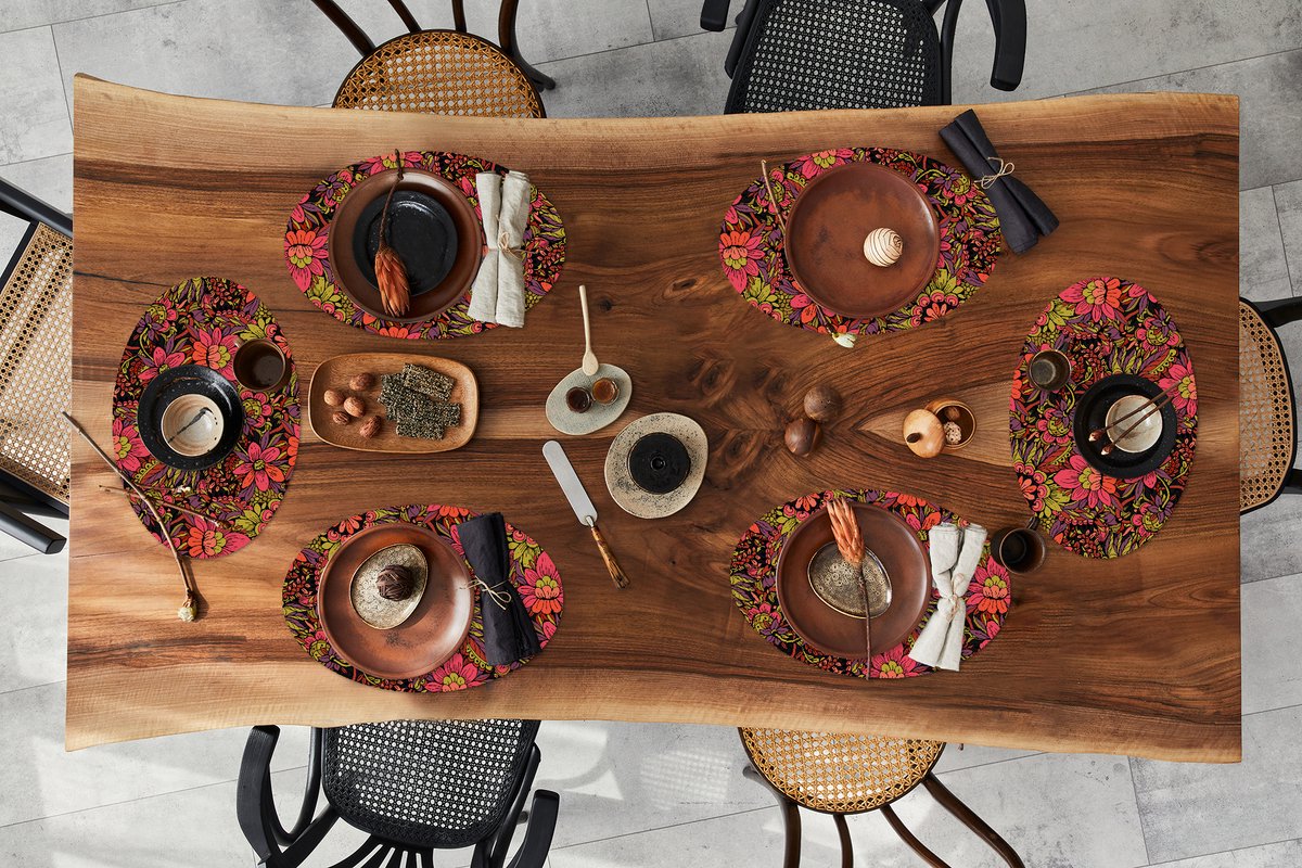 Placemats ovaal - Onderleggers - Ovale placemats - Bloemen - Bladeren - Design - 6 stuks