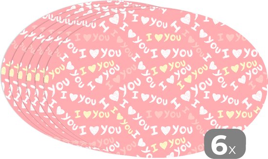 Napperons de table ovales - Dessous de verre - Sets de table ovales - Amour - Citations - Saint-Valentin - 6 pièces