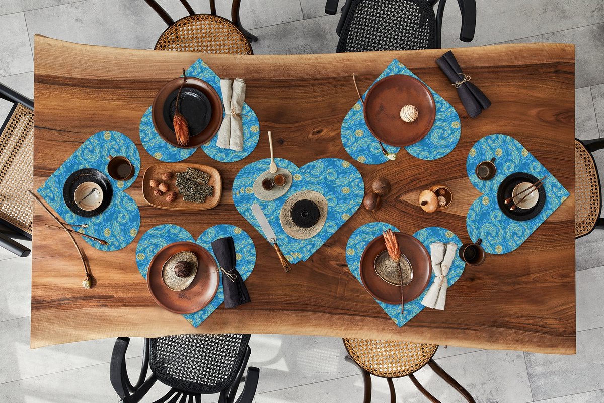 Onderleggers - Placemats - Placemats hartje - Patronen - Van Gogh - Kunst - Oude meesters - 10 stuks