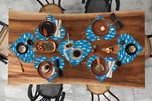 Onderleggers - Placemats - Placemats hartje - Vissen - Blauw - Patronen - 10 stuks
