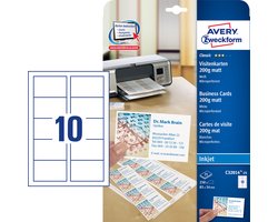 Avery-Zweckform C32010-25 Bedrukbare visitekaarten 85 x 54 mm Wit 250 stuk(s) Papierformaat: DIN A4