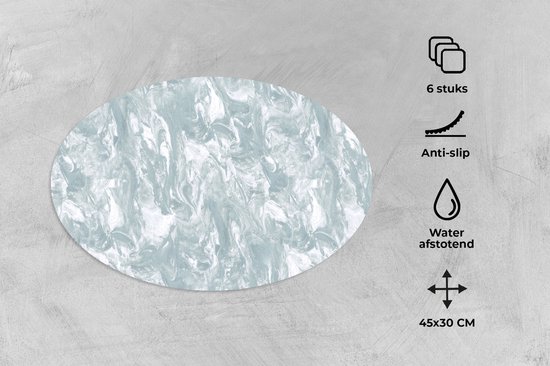 Napperons ovales - Sets de table - Sets de table ovales - Grijs - Imprimé marbré - Peinture - Motif - 6 pièces