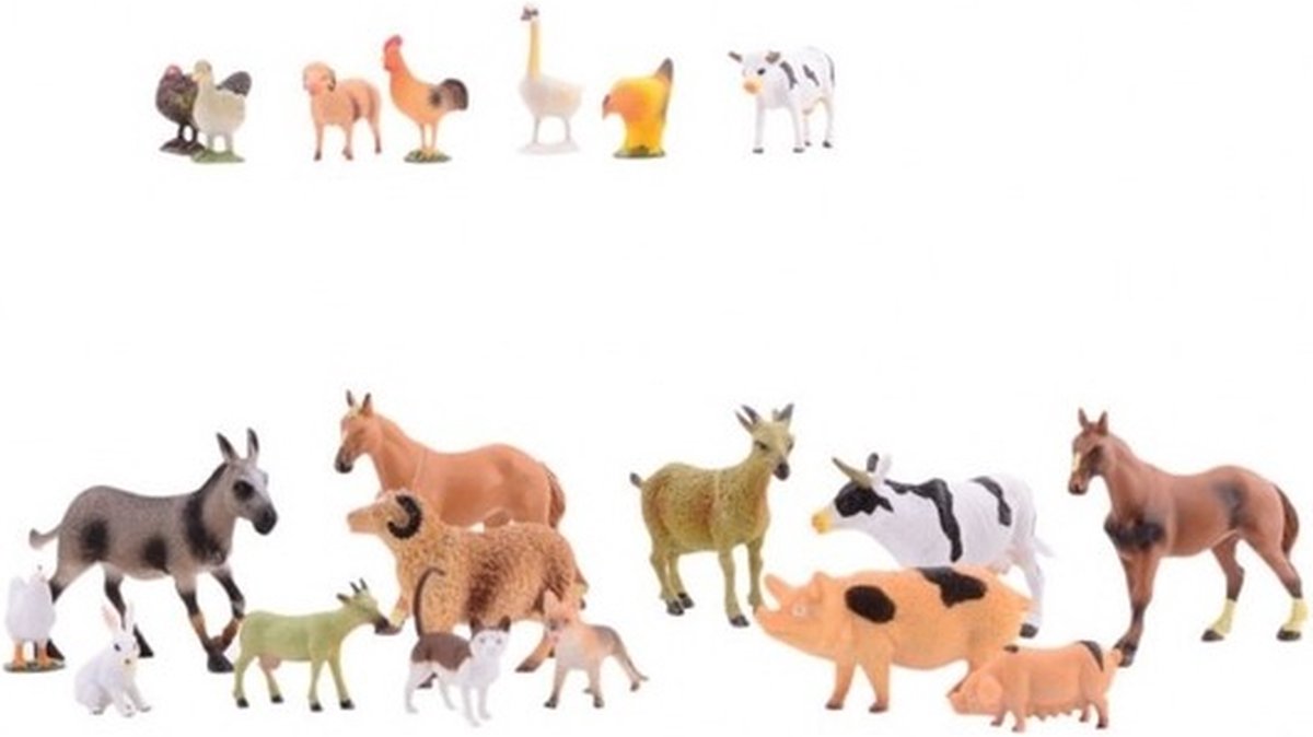 Johntoy Boerderij speelfiguren - 60x stuks - dieren set - kunststof