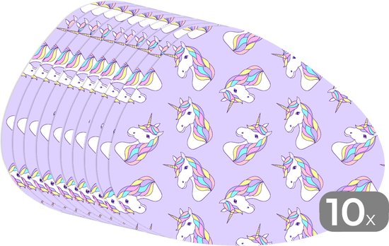 Set de table bio - Napperons de table bio - Sets de table - Licorne - Pastel - Motifs - 10 pièces