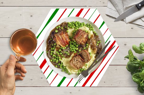 Napperons de table hexagon - Sets de table sets de table - Set de table hexagone - Motifs - Noël - Rayures - 6 pièces - Noël - Cadeau - Cadeau de Noël homme, femme et enfant