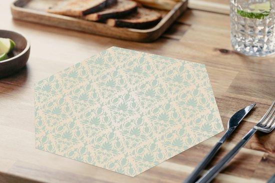 Napperons hexagon - Sets de table - Set de table hexagone - Damassé - Vintage - Pastel - Design - 10 pièces