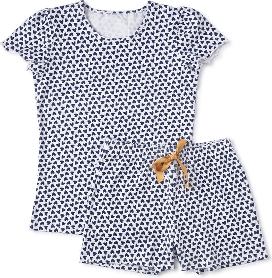 Gemoedsrust Verwarren kussen Little Label Pyjama Dames Maat XL / 42 - blauw, wit - Zachte BIO Katoen -  Shortama -... | bol.com