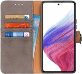 KHAZNEH Hoesje Wallet Book Case Kunstleer Grijs Geschikt voor Samsung Galaxy A53