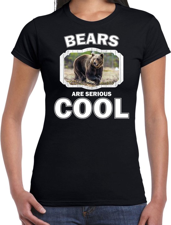 T-shirt ours Animaux noir femme - les ours sont sérieux chemise cool - t-shirt cadeau ours brun / amoureux des ours S