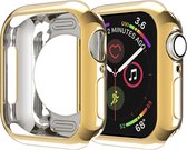 By Qubix Siliconen case 42mm - Goud - Geschikt voor Apple Watch 42mm hoesje - screenprotector - Bescherming iWatch - Bescherm hoesje