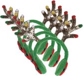 4x stuks kerst rendieren oorwarmers diadeem groen met rendier gewei - Kerstaccessoires hoofdband