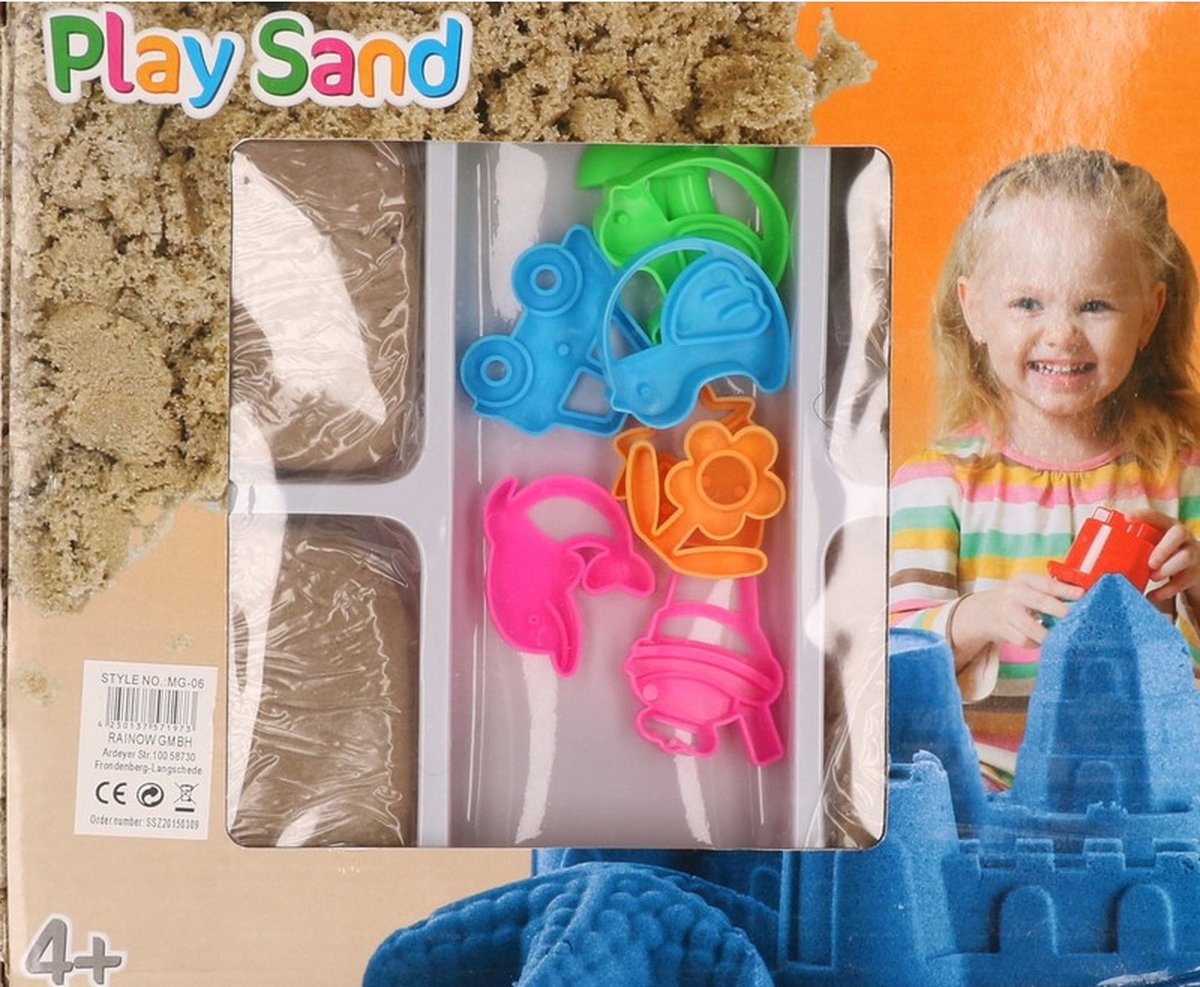 4x Speelzand/magisch zand bruin 250 gram met 8 zandvormpjes - Kinetisch zand - Speelgoedzand creatief speelgoed voor kinderen