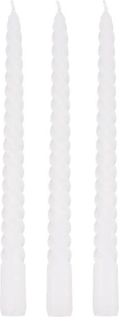 Swirlkaars - Kaars - Wit - 3 stuks - 25 cm - Sfeer - Dinerkaars - Romantisch - Moederdag - Moederdag Cadeautje