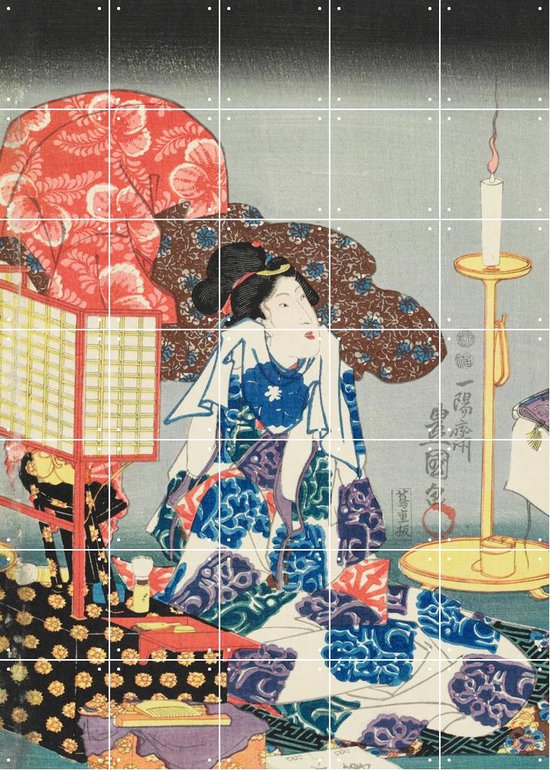 IXXI Motifs de brocart à la mode du palais Imperial 1 - Utagawa Kuniyoshi - Décoration murale - 140 x 100 cm