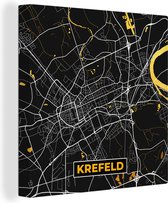 Canvas Schilderij Krefeld – Stadskaart – Gold – Plattegrond – Stadskaart – Kaart - Duitsland - 50x50 cm - Wanddecoratie