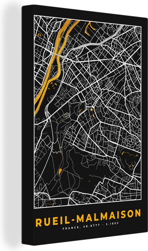 Canvas Schilderij Rueil-Malmaison – Plattegrond – Frankrijk – Kaart – Stadskaart - 60x90 cm - Wanddecoratie