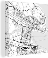 Canvas Schilderij Konstanz - Plattegrond - Kaart - Stadskaart - 20x20 cm - Wanddecoratie