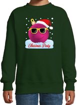 Foute kersttrui / sweater Christmas party coole / stoere kerstbal groen voor meisjes - kerstkleding / christmas outfit 122/128