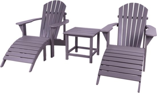 Ensemble de chaises de jardin adirondack en plastique MaximaVida Montréal gris - version luxe